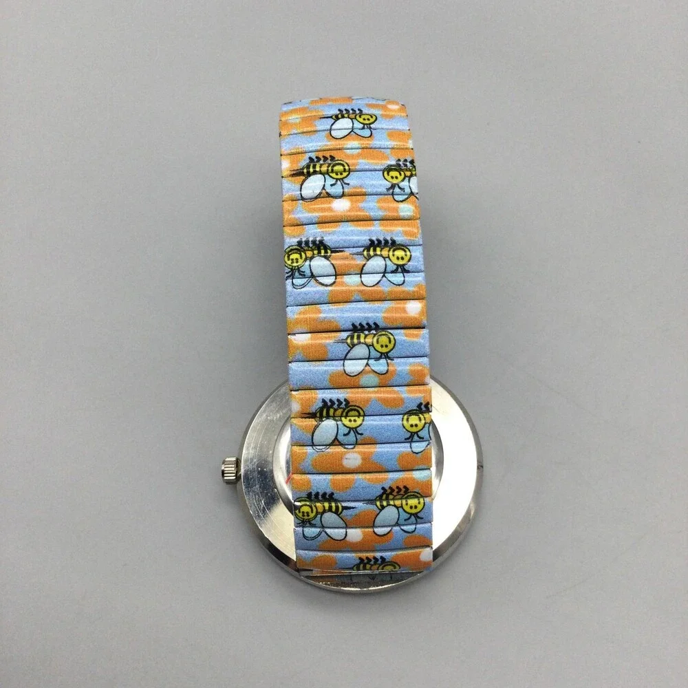 Strada Womens Watch 40mm Blue Bee Floral Dial Rhinestone Stretch New Battery